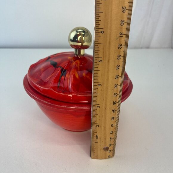 California Pottery Original 255 2500 Lava Drip Glaze Lidded Candy Dish Bowl - Picture 8 of 10